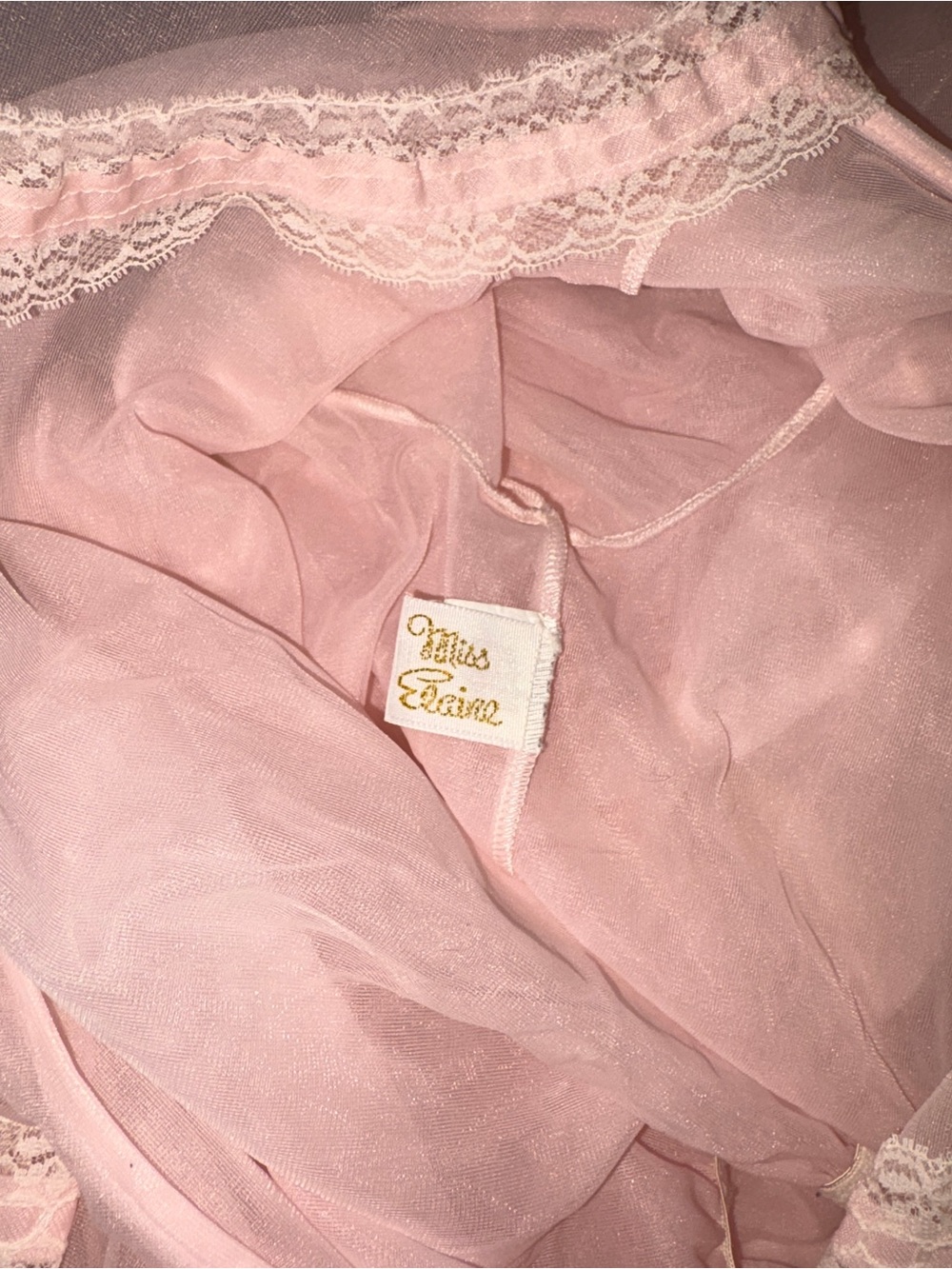 Miss Elaine Pale Pink Lace Chemise and Sheer Robe Set - Picture 11 of 12